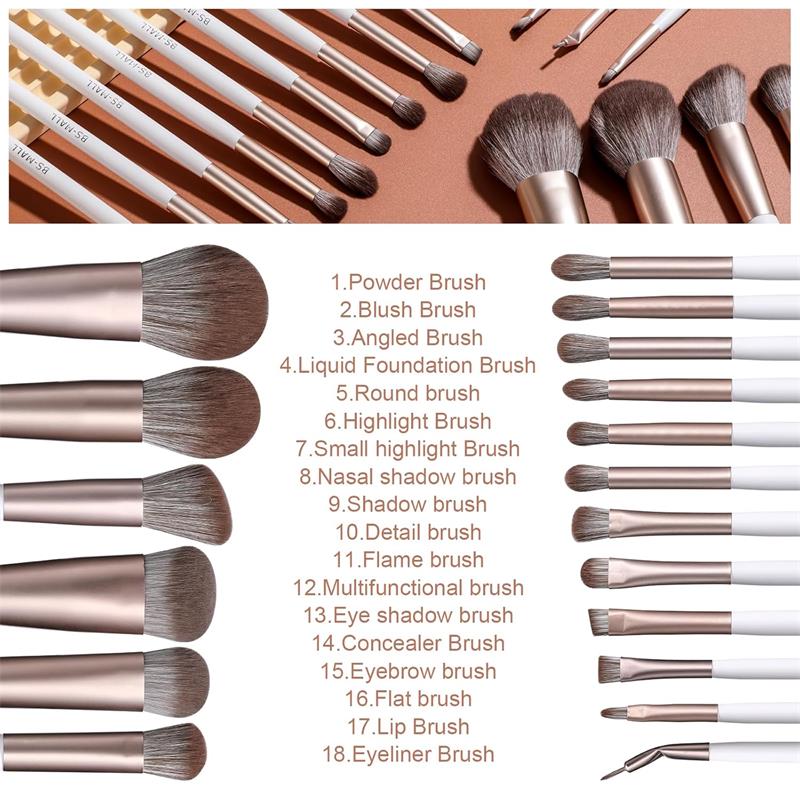 BS MALL - Set de 18 Brochas + Estuche Tipo Bolsa