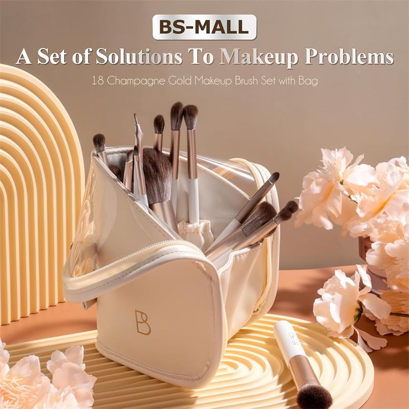 BS MALL - Set de 18 Brochas + Estuche Tipo Bolsa