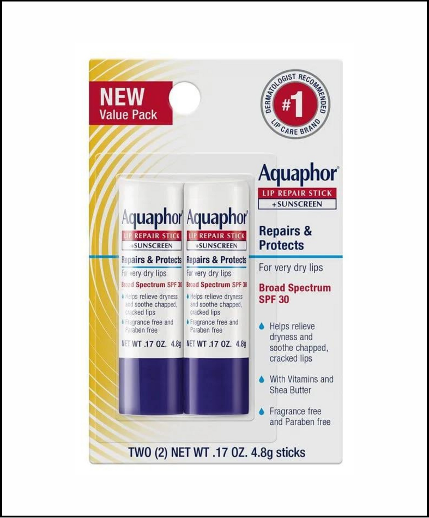 Aquaphor - Lip Repair Stick + Sunscreen (2Pack)