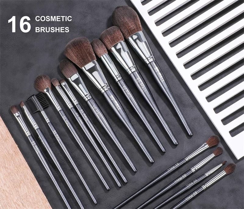 BS MALL - Set de 16 Brochas Mango Negro