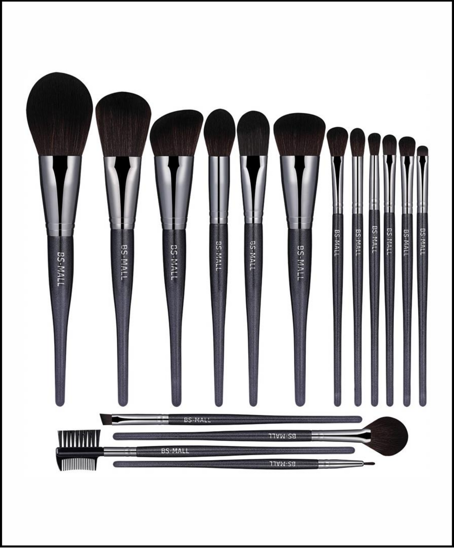 BS MALL - Set de 16 Brochas Mango Negro