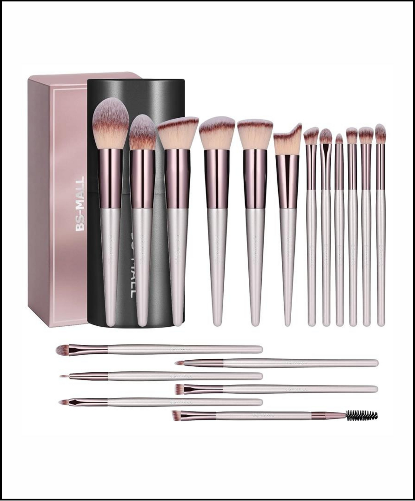 BS MALL - Set de 18 Brochas + Estuche Negro