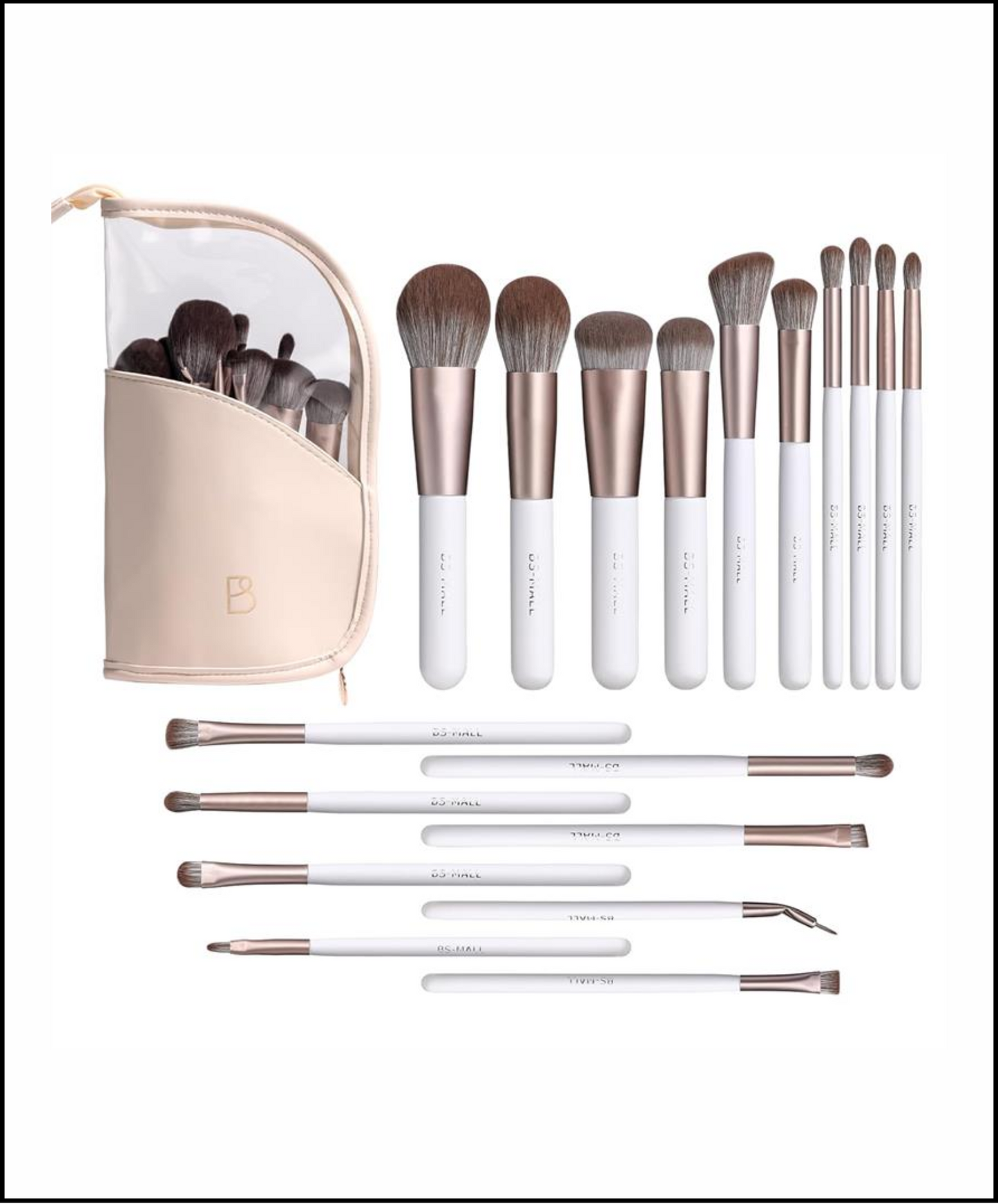 BS MALL - Set de 18 Brochas + Estuche Tipo Bolsa